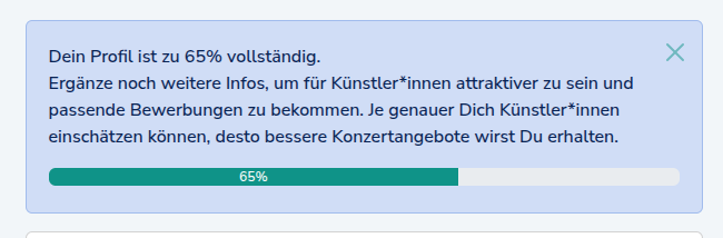 Profilvervollständigungs-Fortschrittsbalken zeigt Prozentsatz