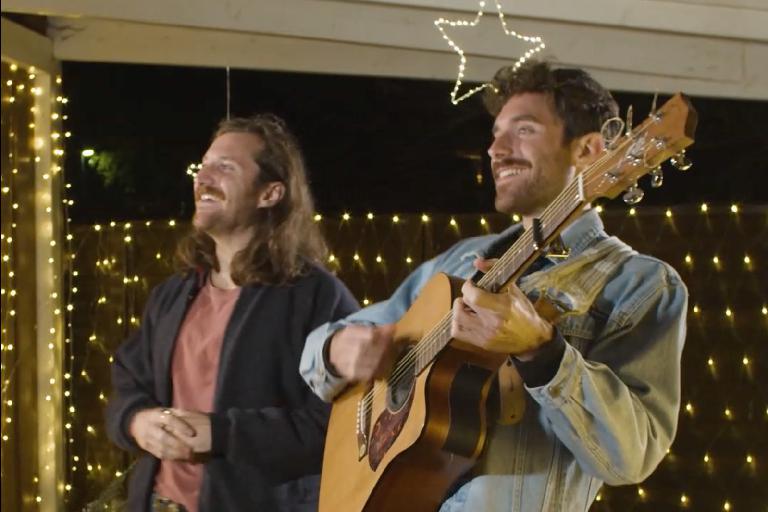 A band playing a Christmas concert