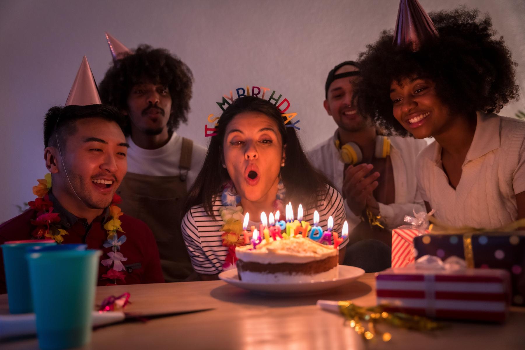 Group of adults at a birthday party